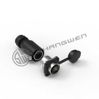 Outdoor IP67 Rated 8-Pin Network Bridge RJ45 Connectors Socket 8 Core Male Signal Chassis Connector Metal Card Buckle Connectors