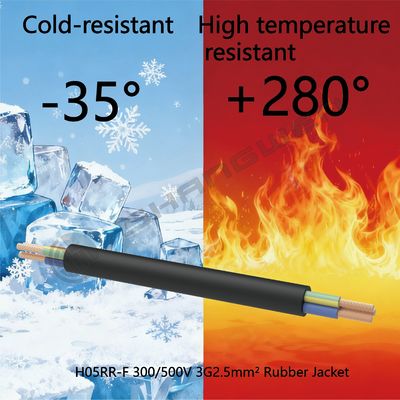 3*2.5mm²  300/500V CCC VDE 3 Core Sheathed Wire Copper Core Cable H05RR-F 2.5 Mm² 3 Core Power Cable H05RR-F Black Rubber Cable