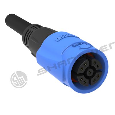 M19 Series Push-pull Self-locking Blue Connection Industrial 9 Pin Cross Female Male Plug signal Connector