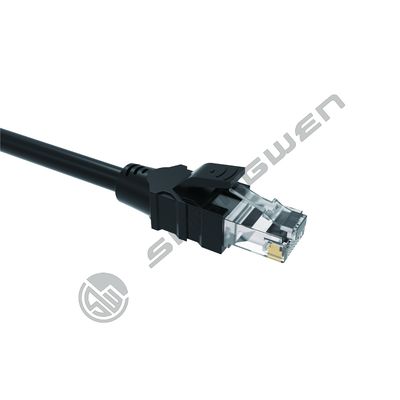 কালো খালি তামা SFTP Cat5 Cat5e ইথারনেট ডেটা ল্যান ক্যাবল 24AWG 28AWG নেটওয়ার্ক প্যাচ কর্ড