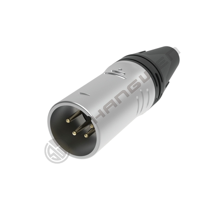 ৪-পোল XLR 4P মহিলা সংযোগকারী ইনডোর অডিও IP40 সুরক্ষা সিলভার-প্লেটেড যোগাযোগ নিকেল-প্লেটেড শেল রেটেড কারেন্ট 7.5a