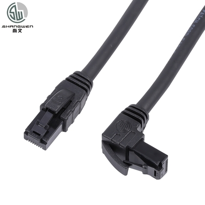 UTP Cat5e 90 ডিগ্রী কোণ RJ45 সংযোগকারী স্ট্র্যান্ডড নেটওয়ার্ক ক্যাবল টার্মিনাল 8P8C ক্রিস্টাল হেড প্লাগ