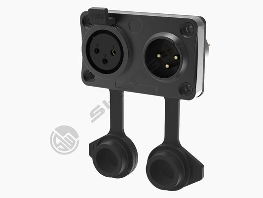 Outdoor 2-XLR 3-Pin Female  Metal AV XLR 3 Pole Male Socket Connector 3 Pin Panel Mount XLR Socket Outdoor AV Equipment IP65