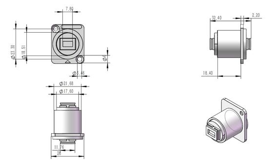 SC Fiber Optic Panel Mount Coupler Embedded Threaded Fixed Mount Adapter SC Female to Female Coupler Single Mode Network