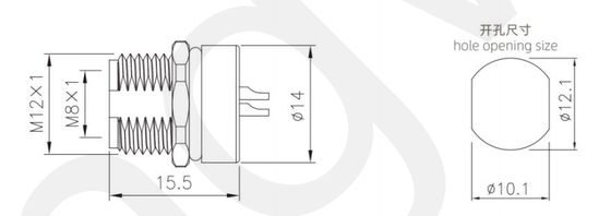 Industrial Grade M8 Female Back Mount Socket Right Angle IP67 with Solder Screw M12*1 for PCB 2P 3P 4P 4P Contacts Brass Copper
